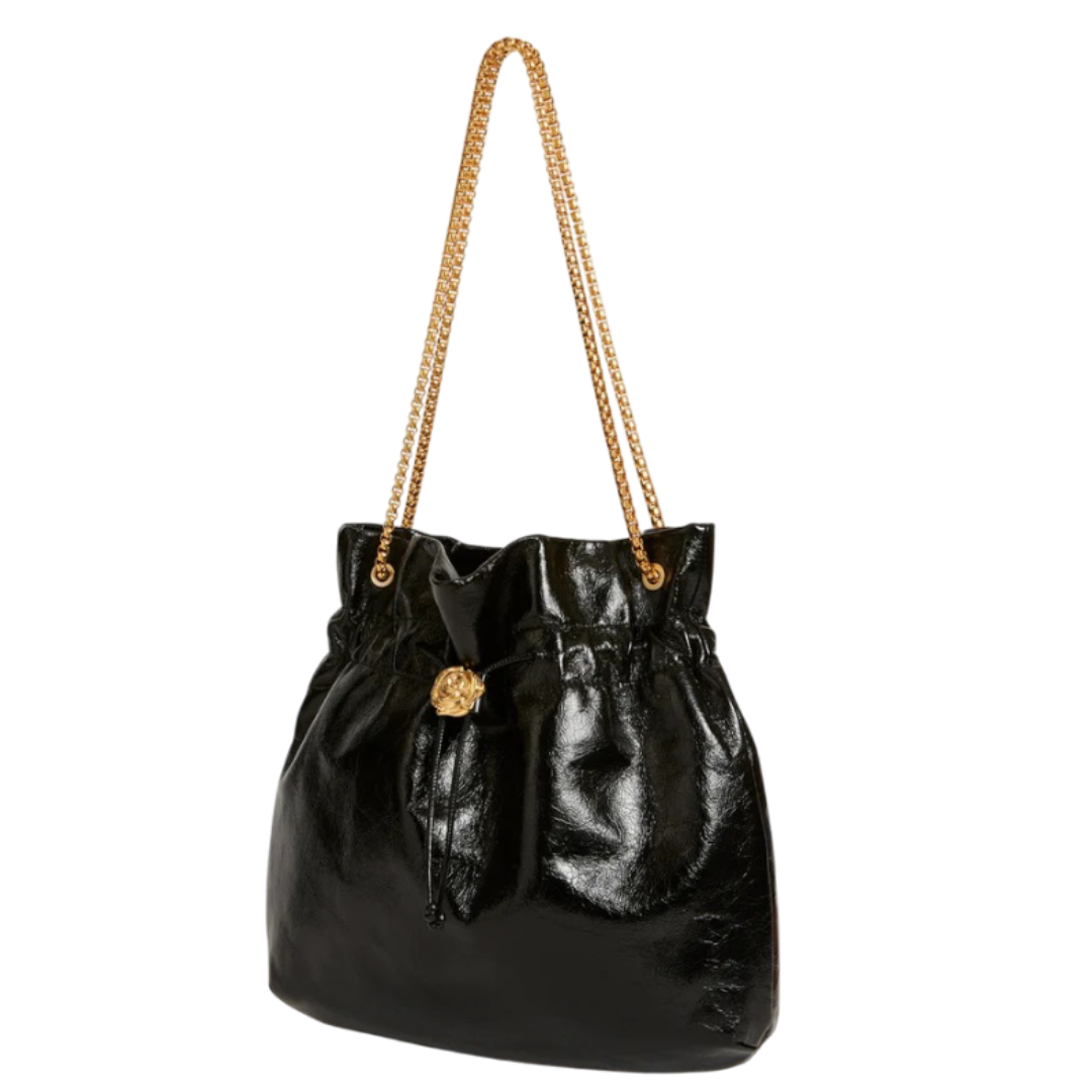 Dellam Elegant Black Drawstring Shoulder Bag