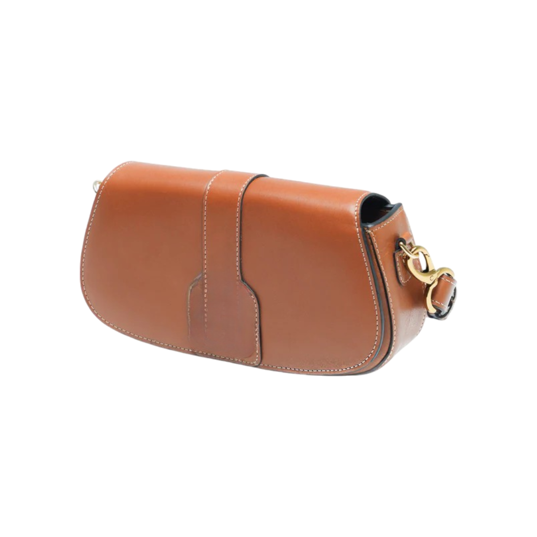 Dellam Classic Brown Leather Baguette Bag