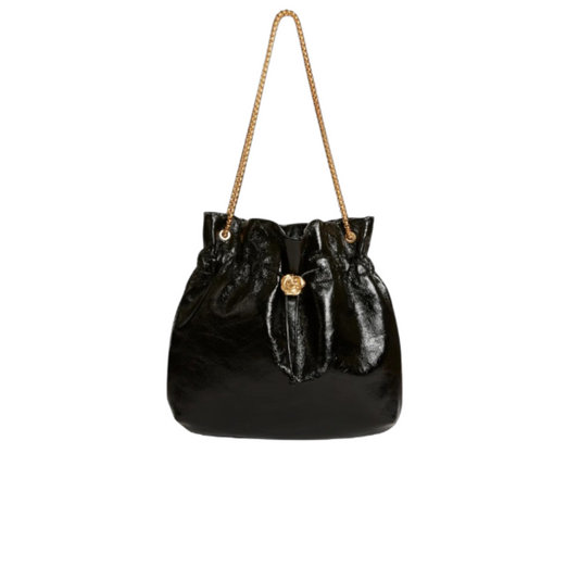 Dellam Elegant Black Drawstring Shoulder Bag