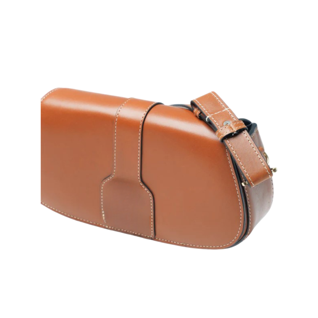 Dellam Classic Brown Leather Baguette Bag