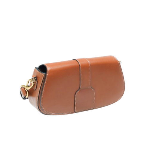 Dellam Classic Brown Leather Baguette Bag